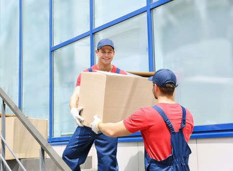 Professional moving team loading household items for transport in Pimlico