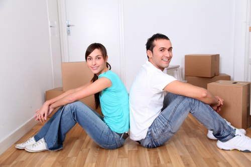 Loading furniture into a removal truck in central London